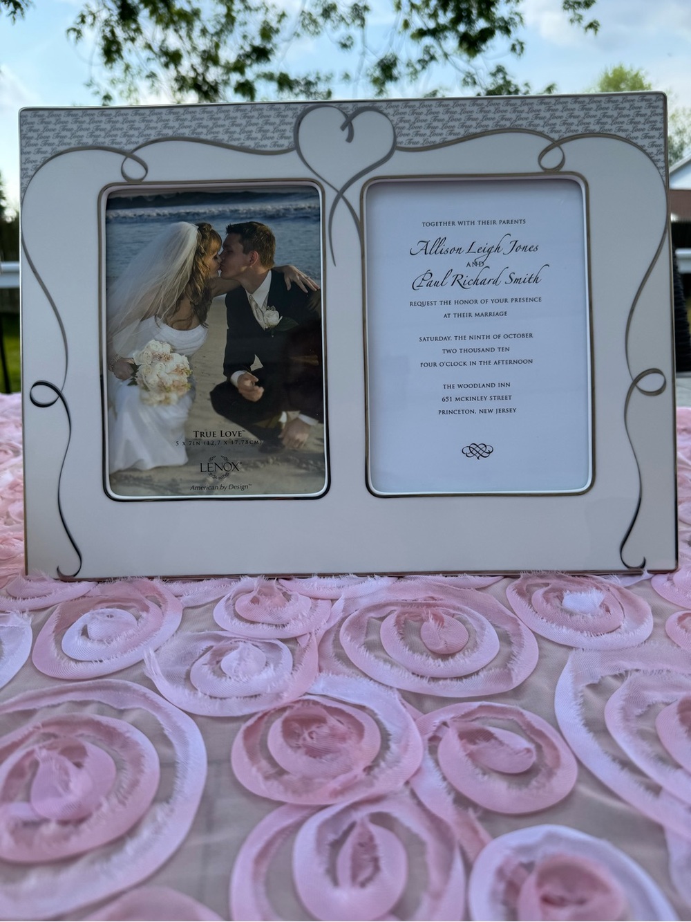 Lenox True Love, 2-5x7 Porcelain Photo Frame with Heart Motif
